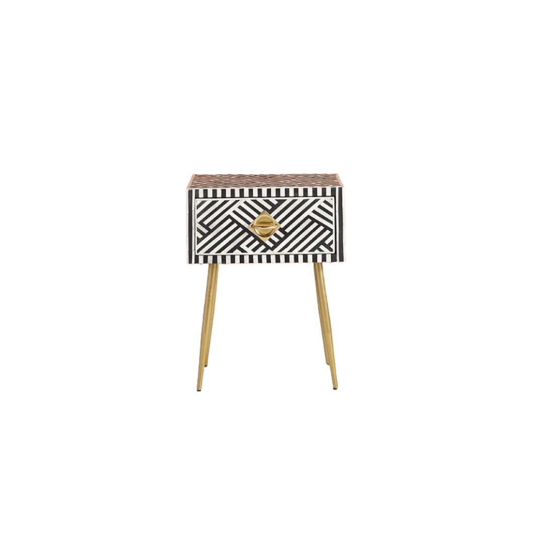 Personalized Bone Inlay Bedside Table Home Decor Purpose Attractive Design Beautifully Crafted Bedside Table
