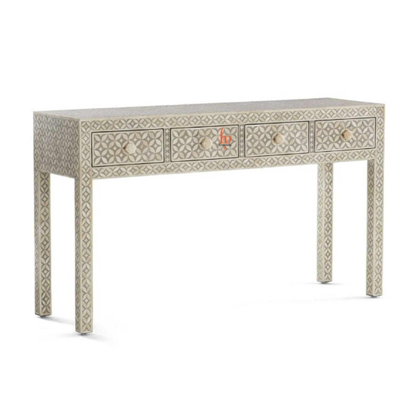 Handmade Bone Inlay Console 4 Drawer Geometric Design Stunning Look Entrance Table Beautiful Home Decor Table Furniture