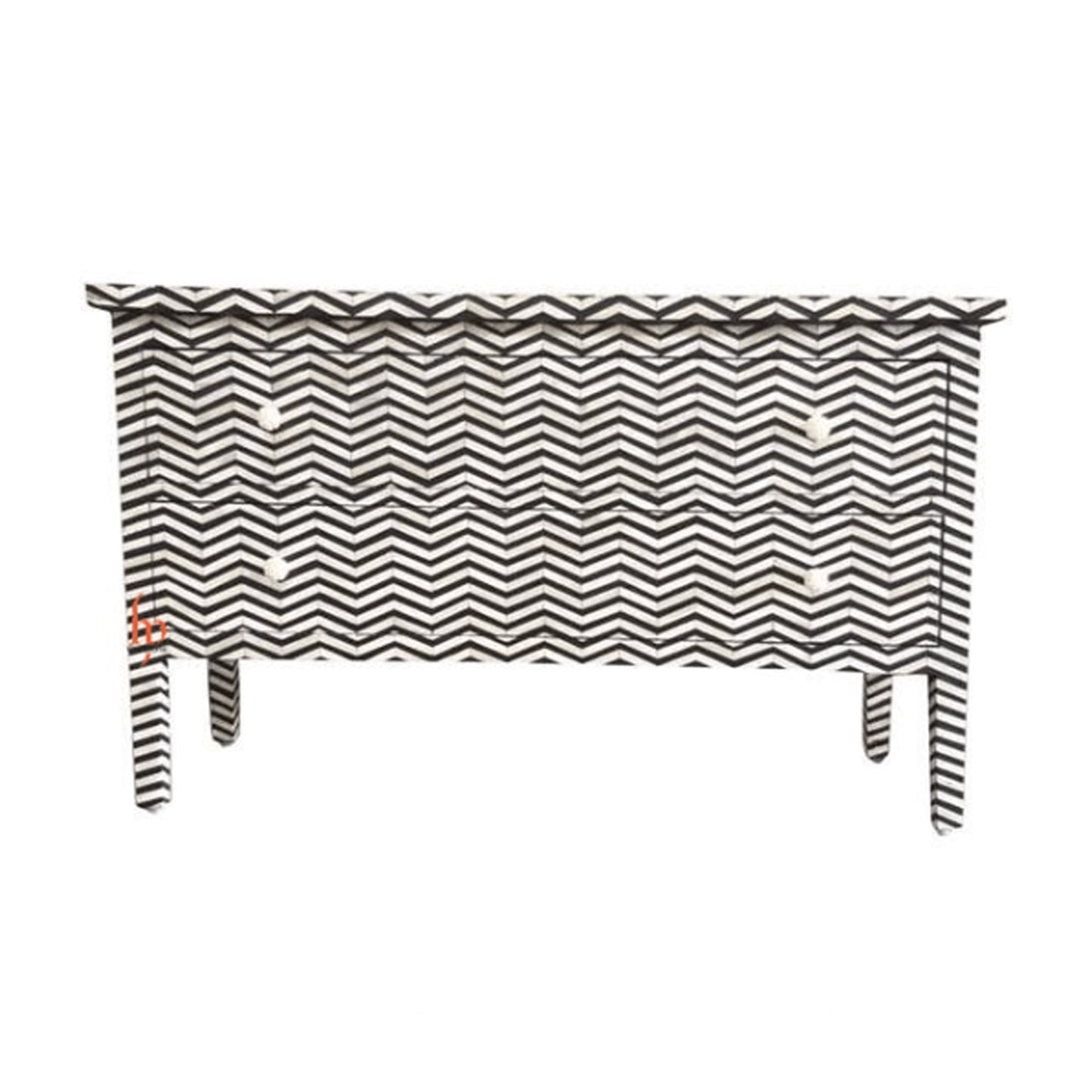 Bone Inlay Chest Of 2 Drawers Beautifully Crafted in Black Color Geometric Design Home Decor Handmade Inlay Furniture