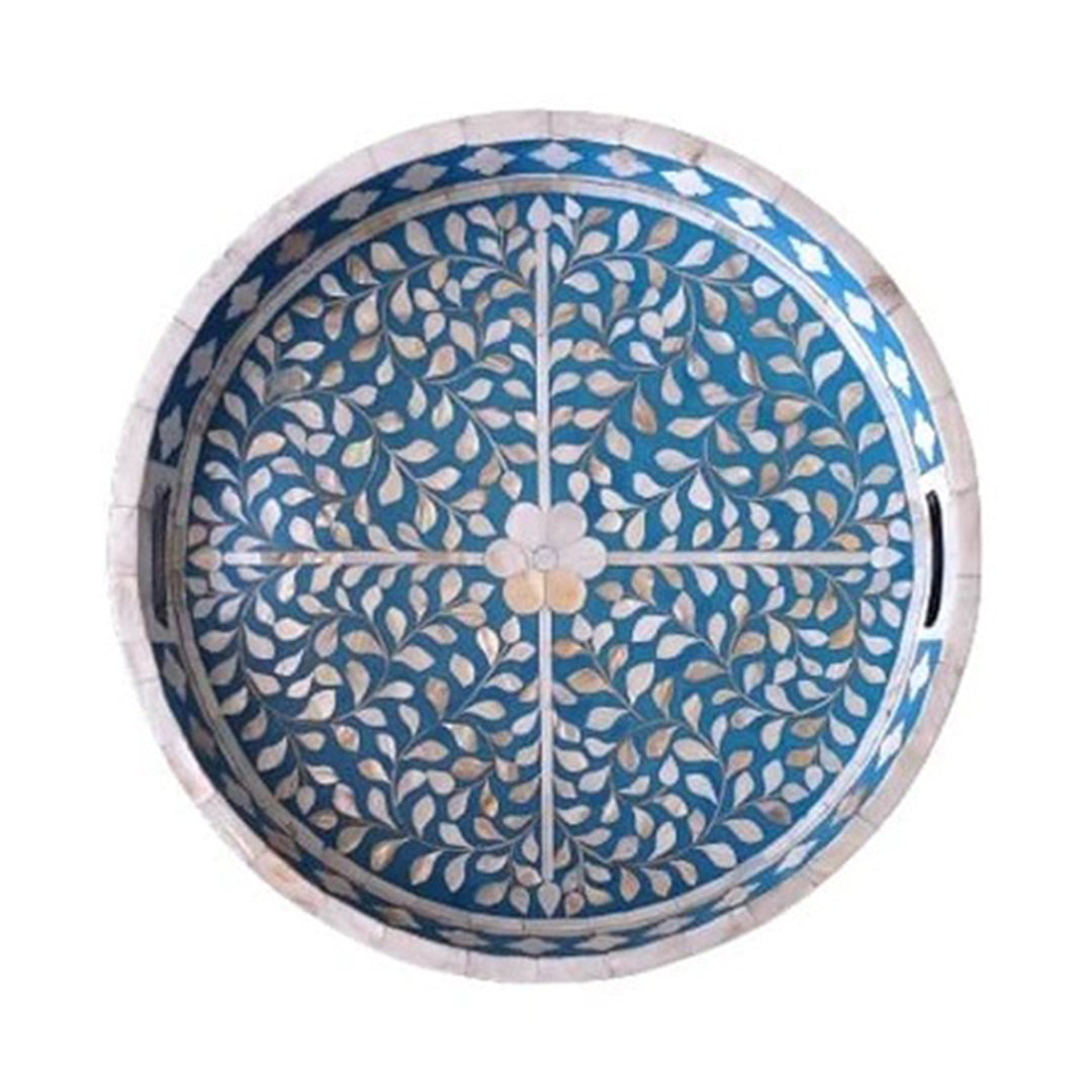 Handmade Customized Mother of Pearl Round Serving Tray