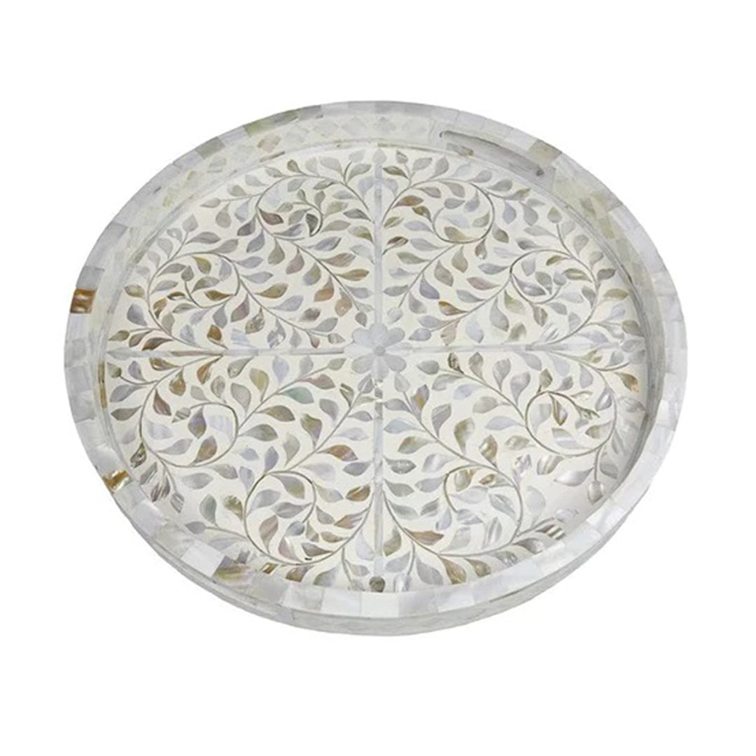 Handmade Customized Mother of Pearl Round Serving Tray
