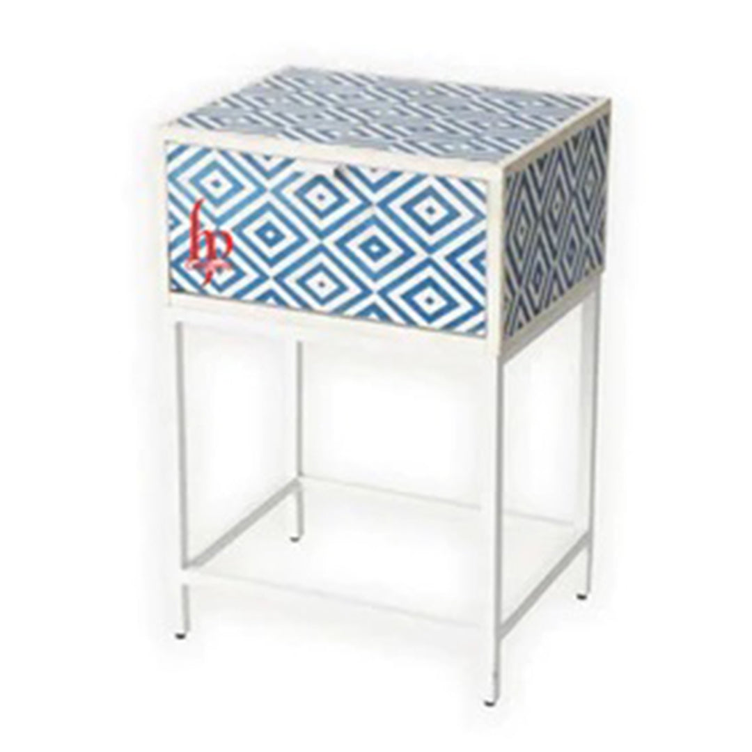 Handmade Bone Inlay Attractive Design Geometric Bed Side Table Perfect Home Décor