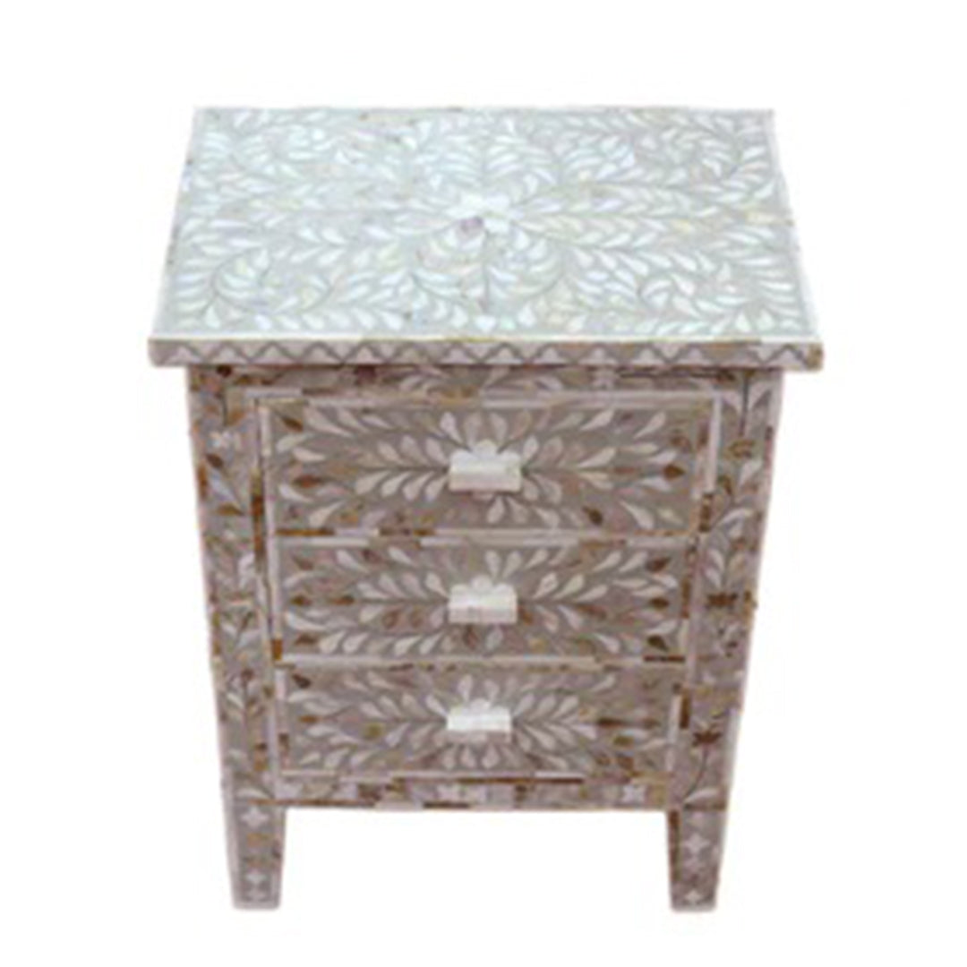 Personalized Mother Of Pearl Inlay Bedside Table Home Decor Purpose Attractive Design Beautifully Crafted Bedside table