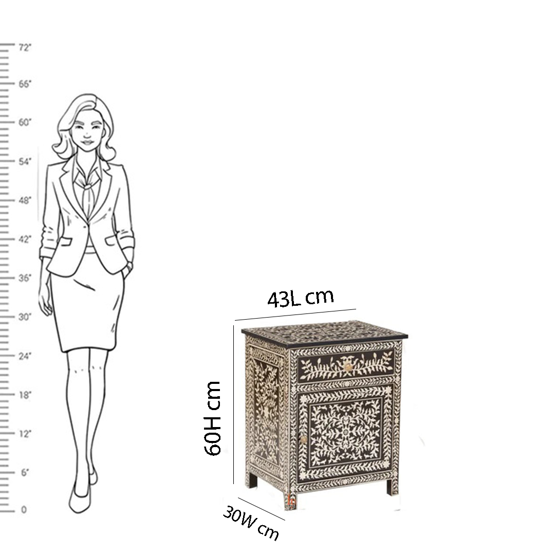Personalized Handmade Bone Inlay Set Of 2 Bedside Tables Home Decor Furniture Attractive Floral Design Entrance Tables