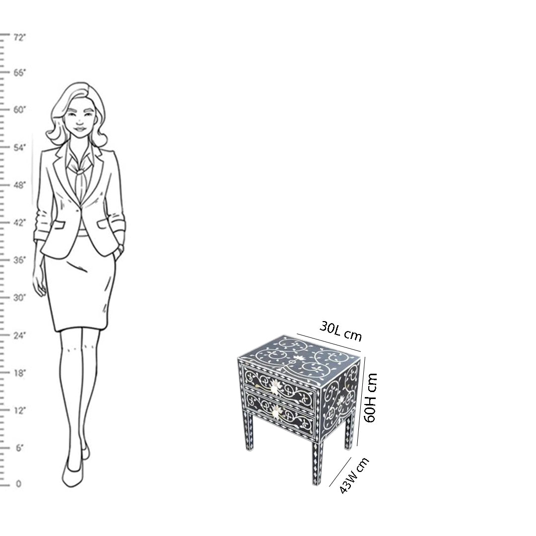 Personalized Mother of Pearl Antique Handmade Night Stand End table Furniture with Insurance