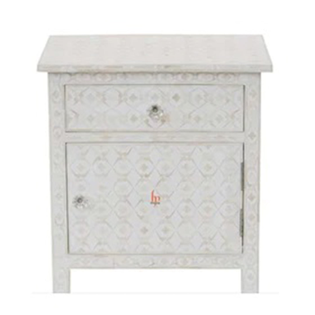 Personalized Handmade Bone Inlay Set Of 2 Bedside Tables Home Decor Furniture Attractive Floral Design Entrance Tables