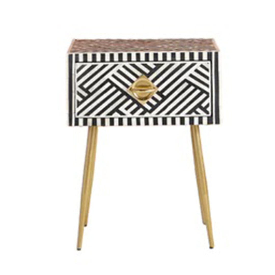 Personalized Bone Inlay Bedside Table Home Decor Purpose Attractive Design Beautifully Crafted Bedside Table