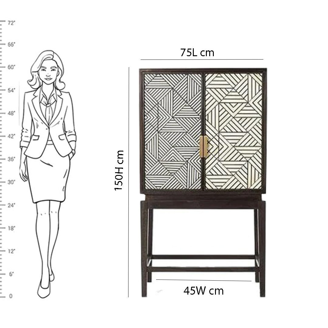 Handmade Bone Inlay Personalized Stunning Bar cabinet