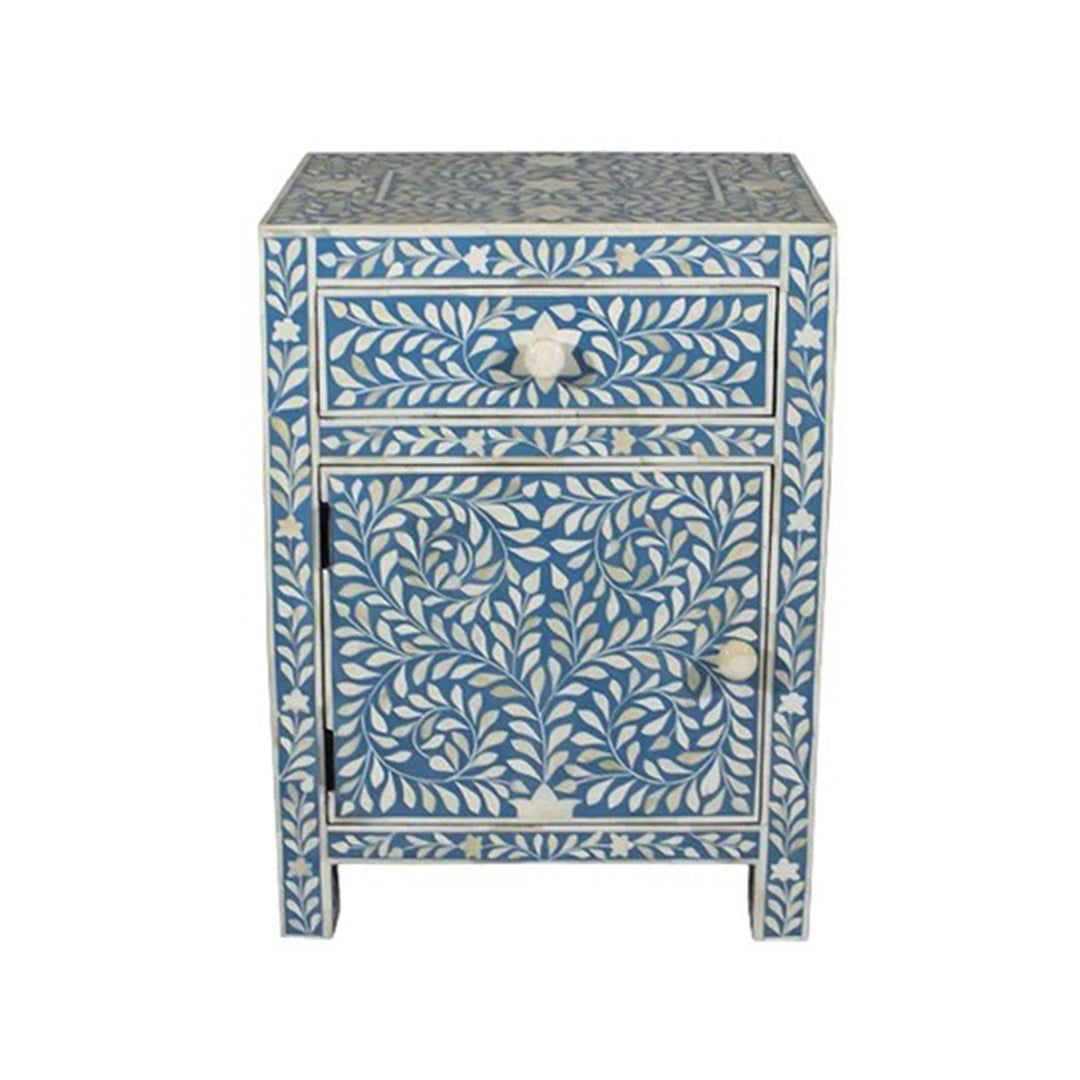 Personalized Handmade Bone Inlay Bedside Table Home Decor Furniture Attractive Floral Design