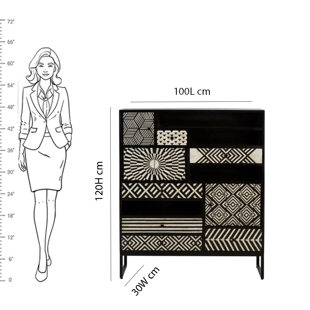Handmade Customized Bone Inlay Bar Cabinet