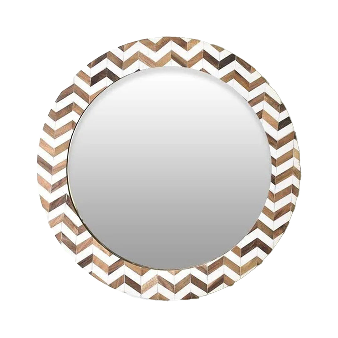 Handmade Bone Inlay Geocentrically Designed Round Mirror Frame Best For Home Decor