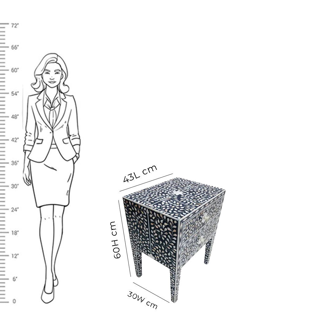 Personalized Mother of Pearl Antique Handmade Night Stand End table Furniture with Insurance