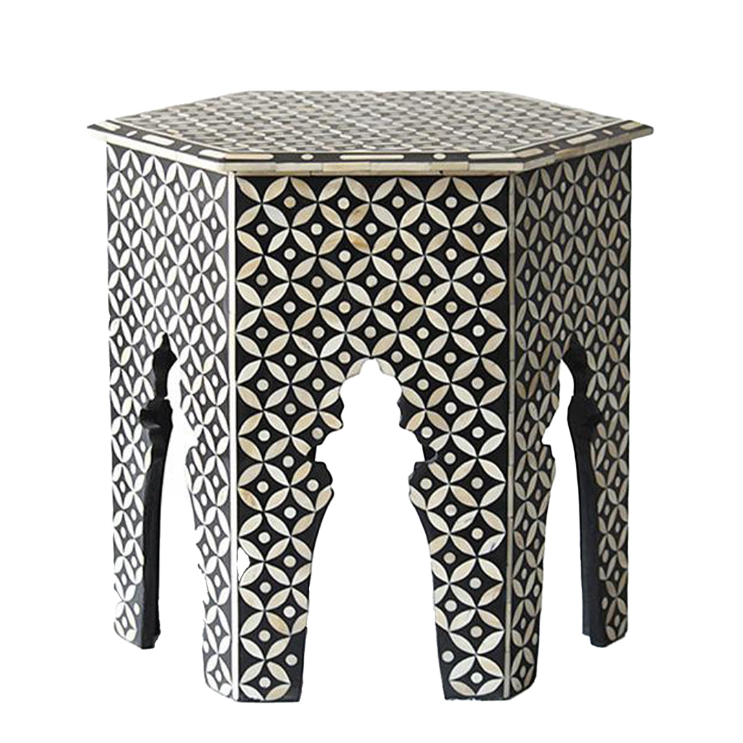 Handmade Bone Inlay Modern Antique Floral Design Stool Home Decor Furniture Beautifully Design Classic Vintage Furniture