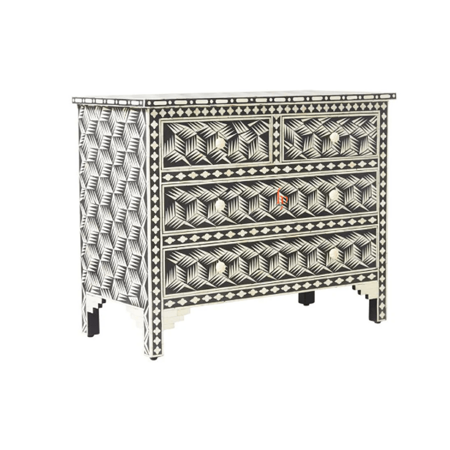 Personalized Bone Inlay Chest Of 4 Drawer is Perfect For Bedroom Living room or Entryway Decor