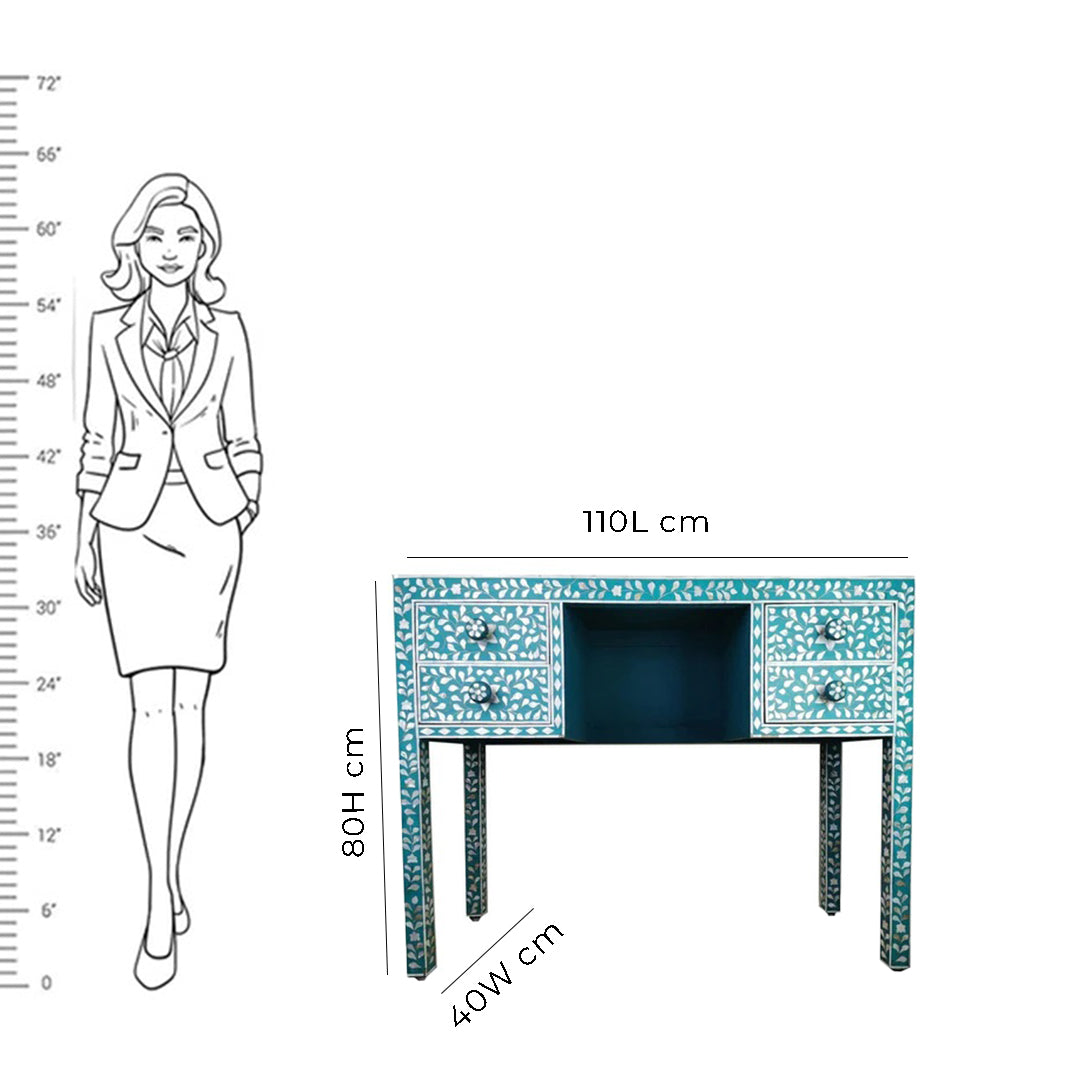 Handmade Customized Mother of Pearl 4 Drawer Console Table