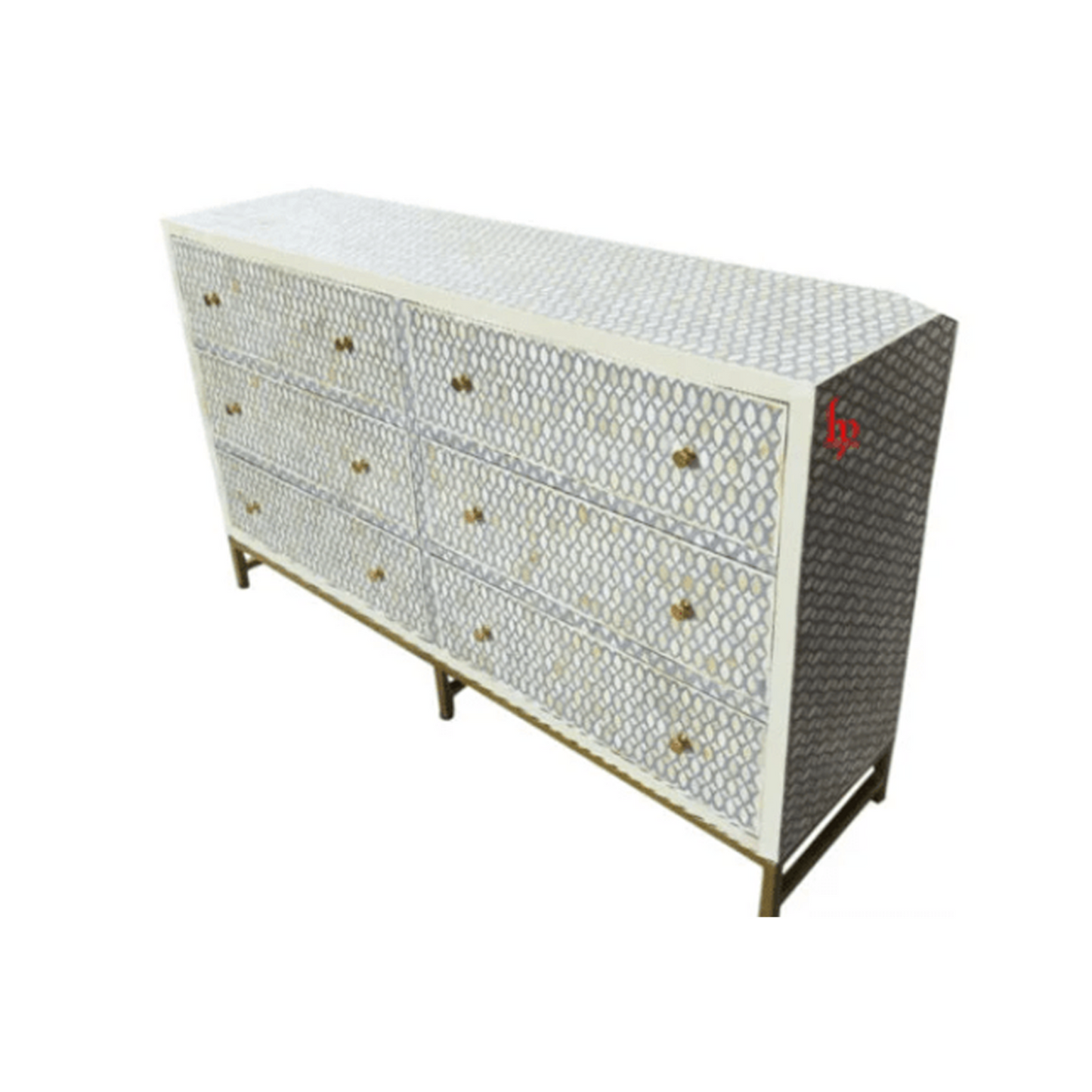 Bone Inlay Chest Of 6 Drawers Antique Diamond Design Indian Handmade Furniture Bone Inlay Dresser Cabinet