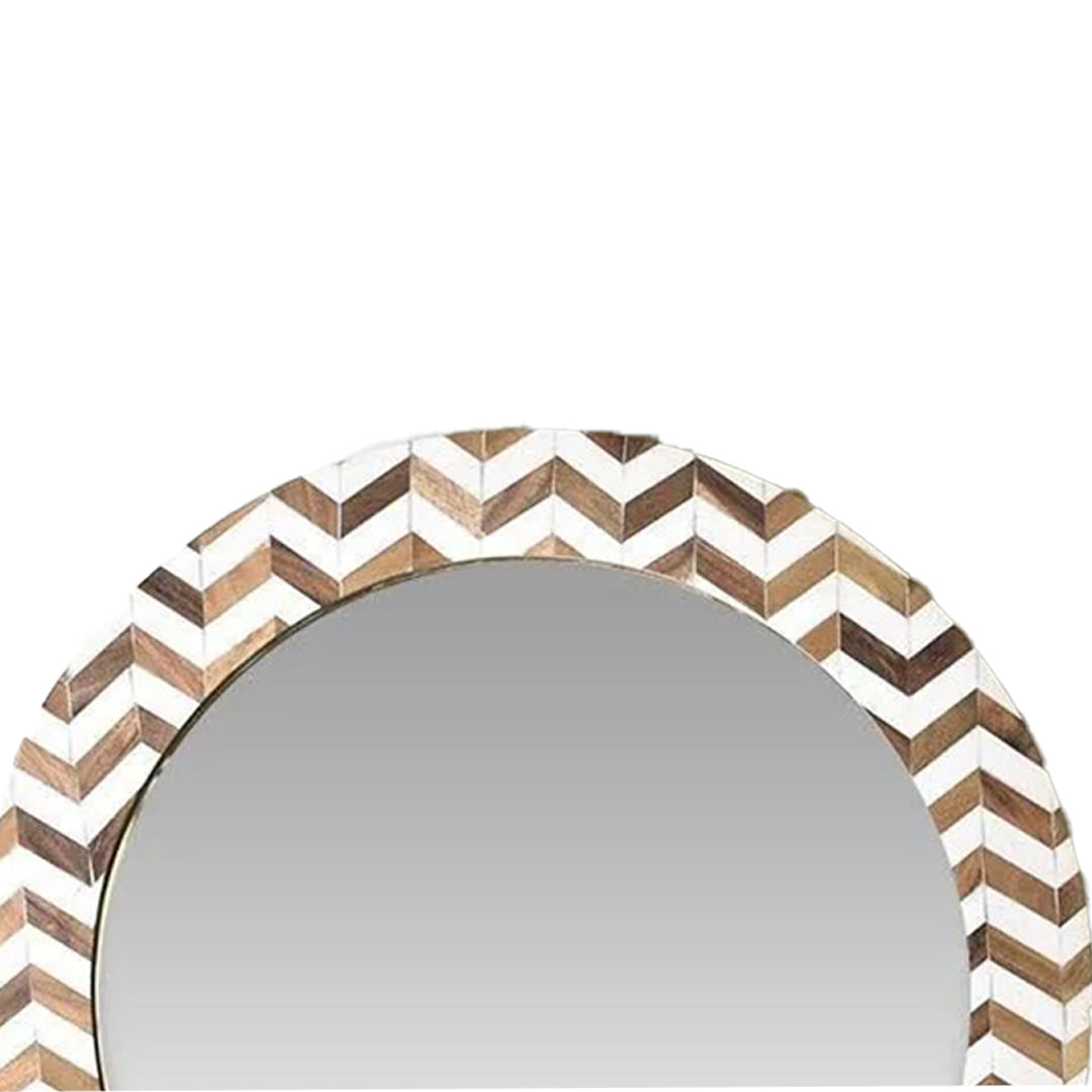 Handmade Bone Inlay Geocentrically Designed Round Mirror Frame Best For Home Decor