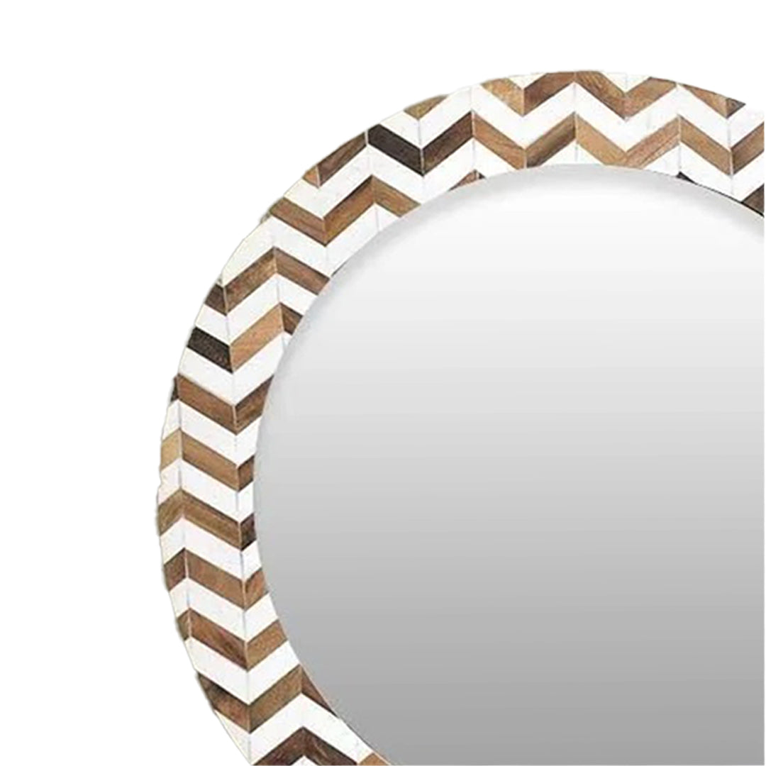 Handmade Bone Inlay Geocentrically Designed Round Mirror Frame Best For Home Decor