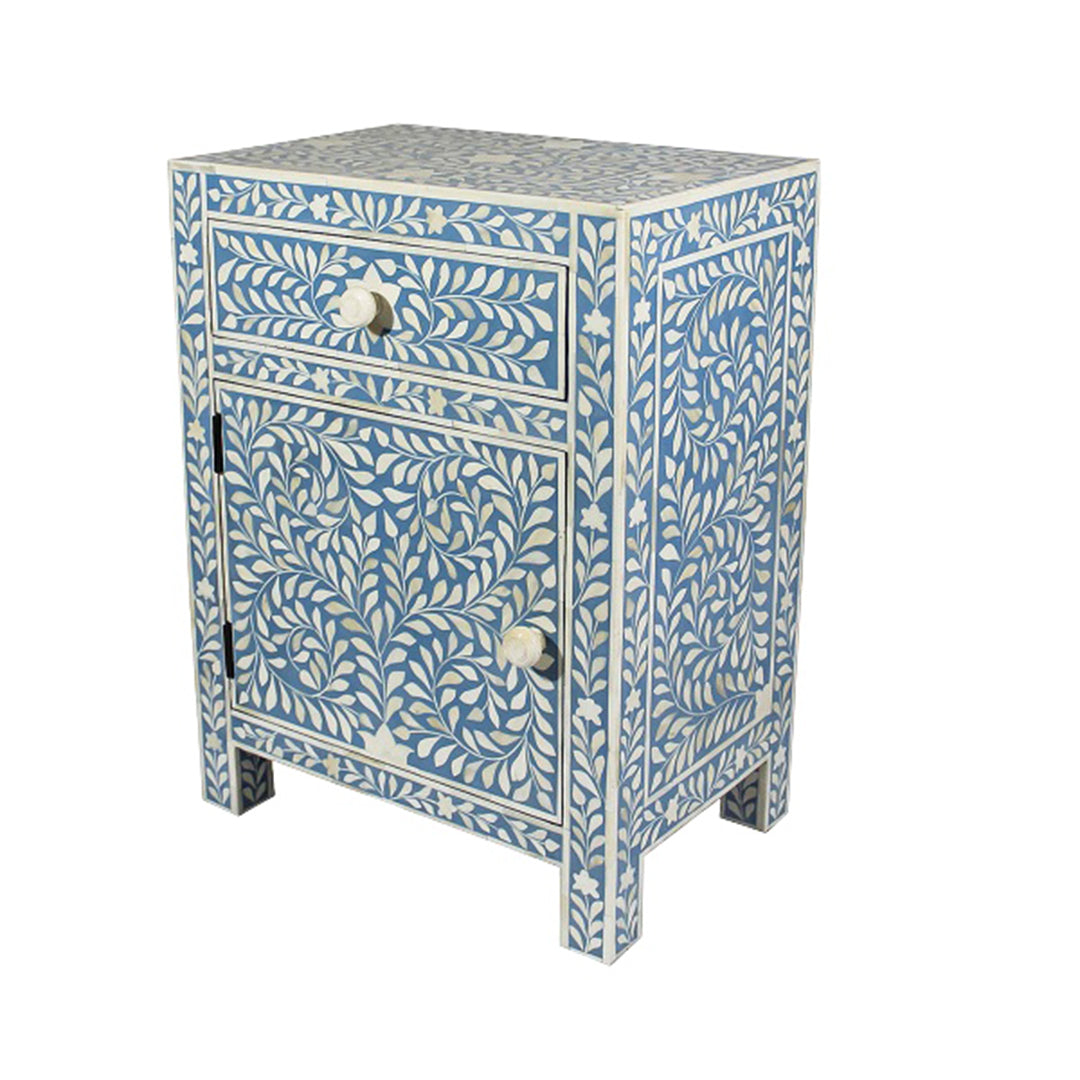 Personalized Handmade Bone Inlay Bedside Table Home Decor Furniture Attractive Floral Design