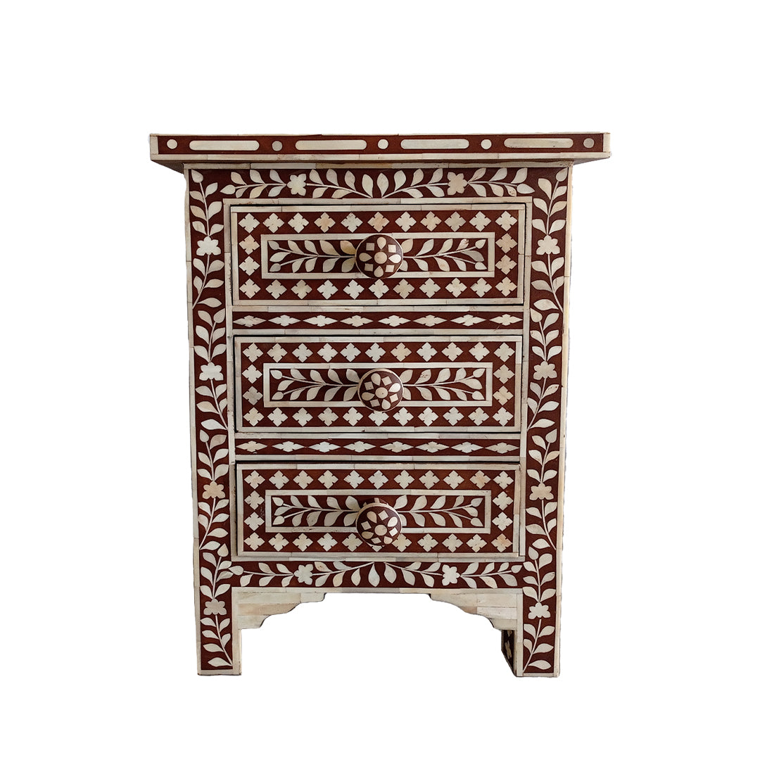 Personalized Bone Inlay Bedside/ Bedside /Cabinet /Best Home Decor Item with Floral Design
