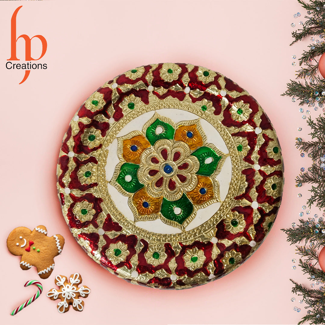 Decorative Holiday Easter Round Steel Cookie Tin/ Meenakari Cookie Tin Set of 2