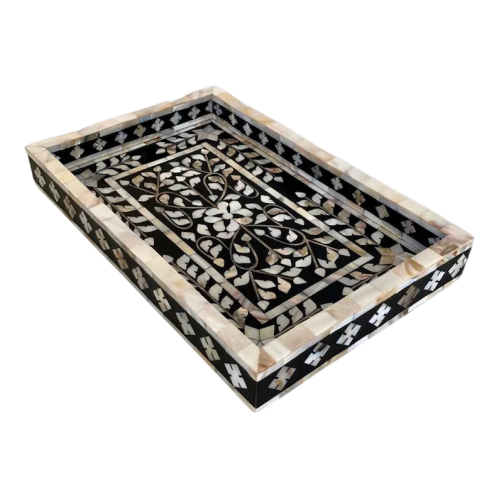 Beautiful Hand Crafted Mother Of Pearl Rectangle Serving Tray Perfect Home Décor
