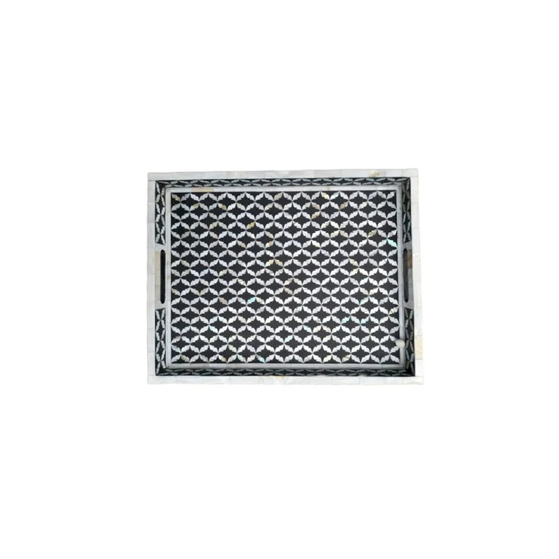 Customized Beautiful Mother Of Pearl Inlay Geometrical Serving Tray For Office & Home