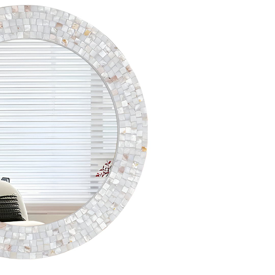 Handmade Mother Of Pearl Inlay Round Mirror Decorative Wall Mirror Frame