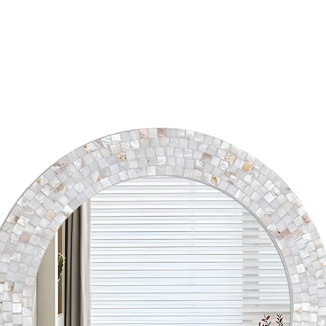 Handmade Mother Of Pearl Inlay Round Mirror Decorative Wall Mirror Frame