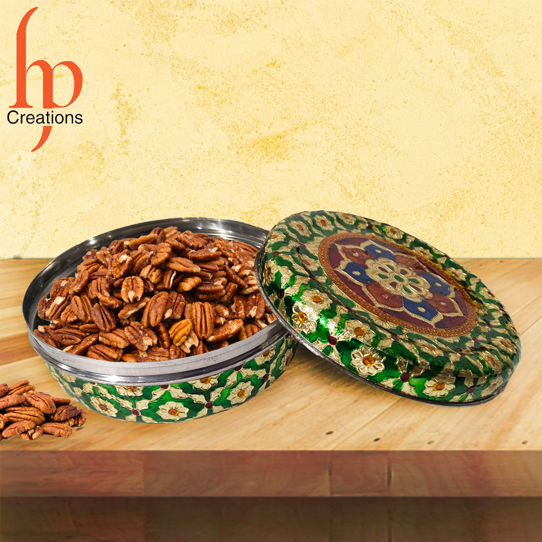 Decorative Holiday Easter Round Steel Cookie Tin/ Meenakari Cookie Tin Set of 2