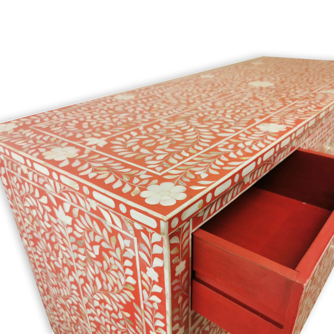 Handmade Customized Mother of Pearl Chest of 7 Drawer/Floral Pattern
