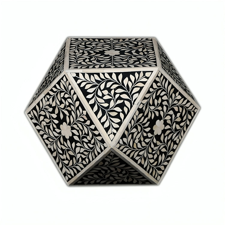 Bone Inlay Diamond Cut Stool In Floral Pattern