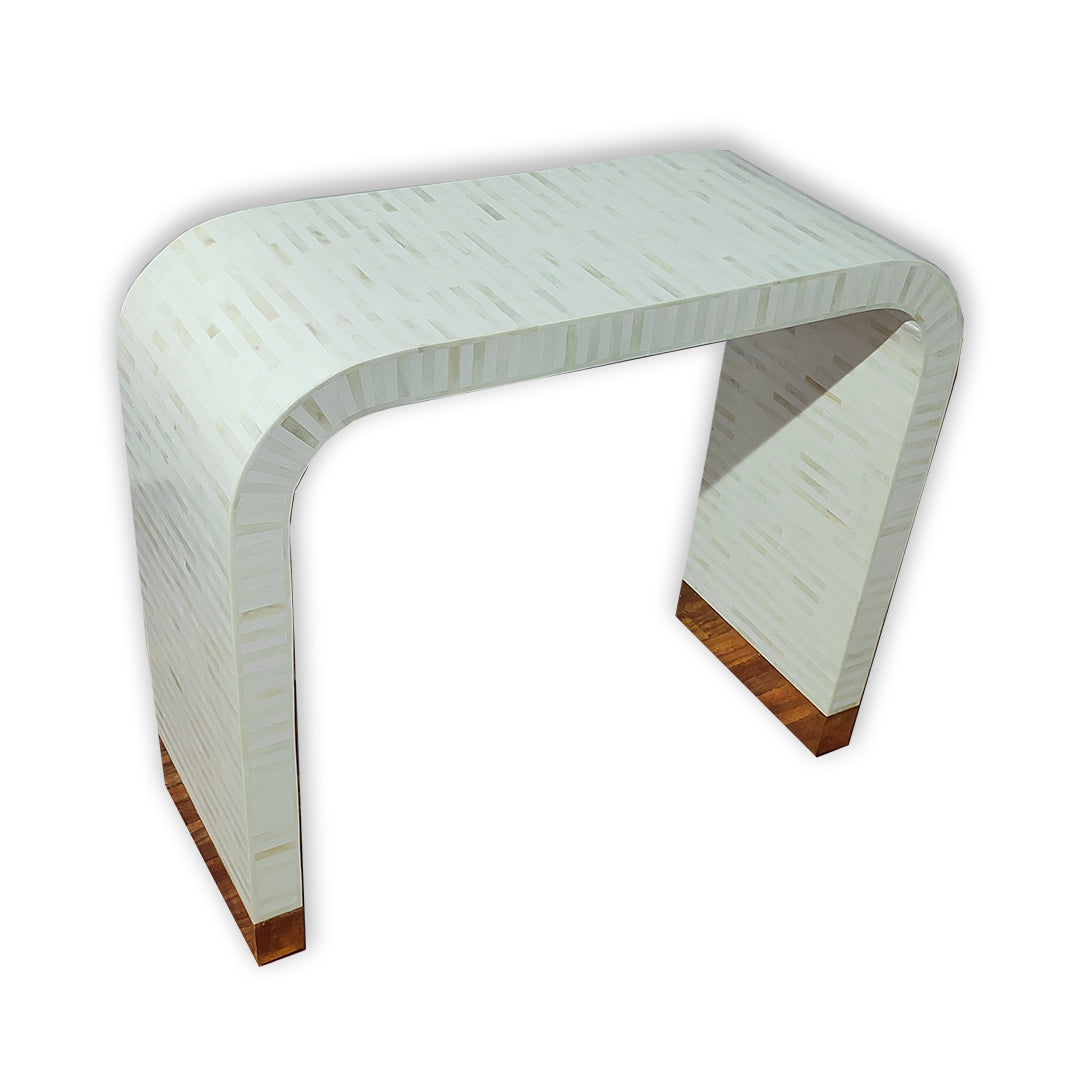 Handmade Customized Bone Inlay Waterfall Console Table/ White