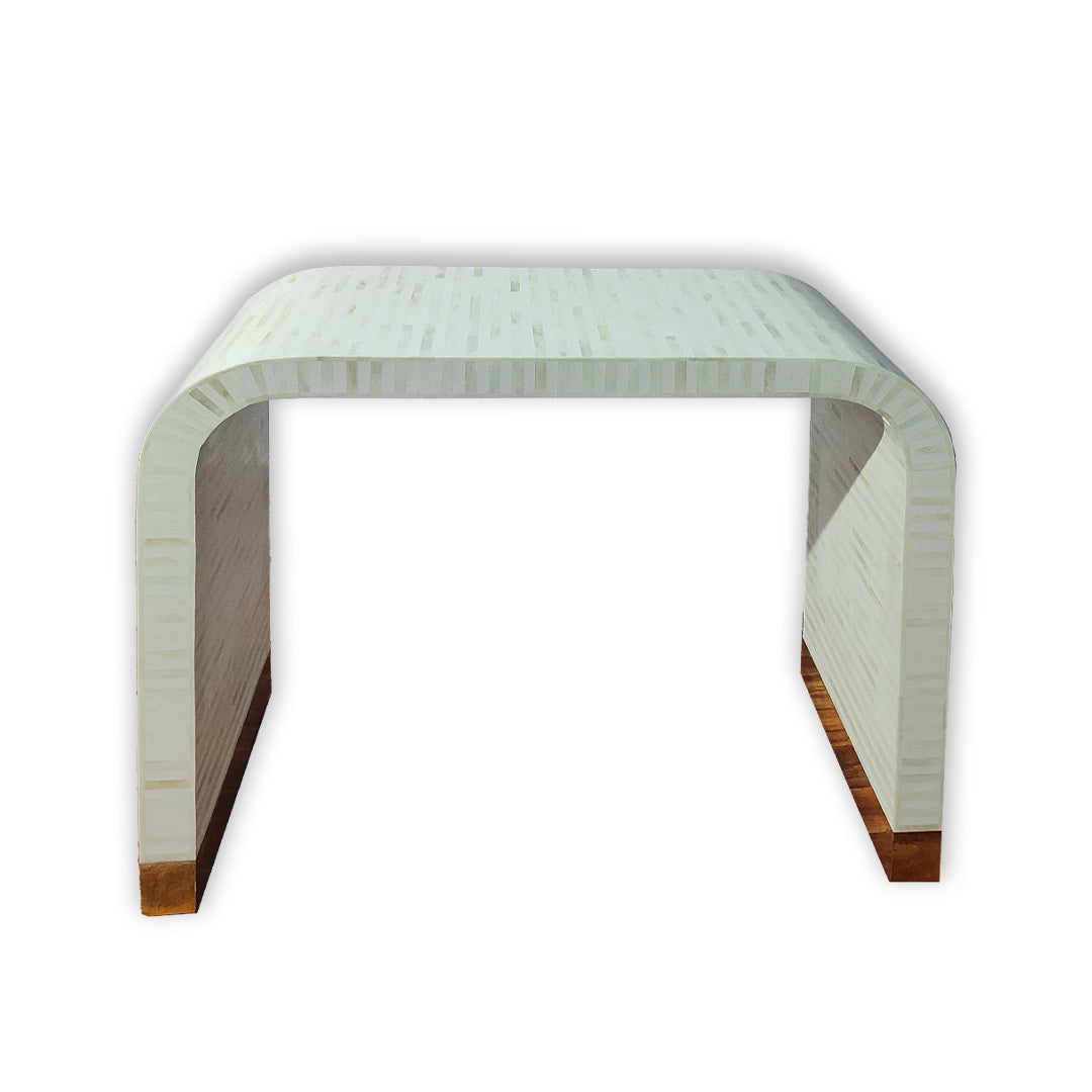 Handmade Customized Bone Inlay Waterfall Console Table/ White