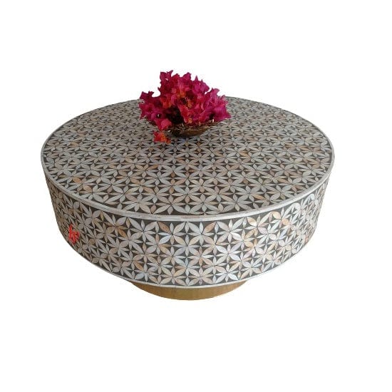 Handmade Customized Mother of Pearl Round Coffee table