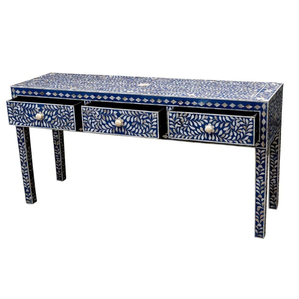 Handmade Customized Mother of Pearl 3 Drawer Console Table