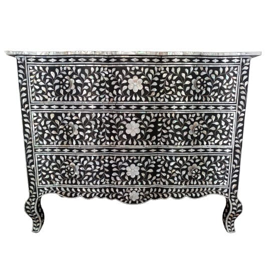 Handmade Customized Mother of Pearl Chest of 3 Drawer