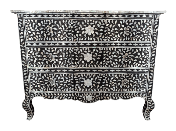 Handmade Customized Mother of Pearl Chest of 3 Drawer
