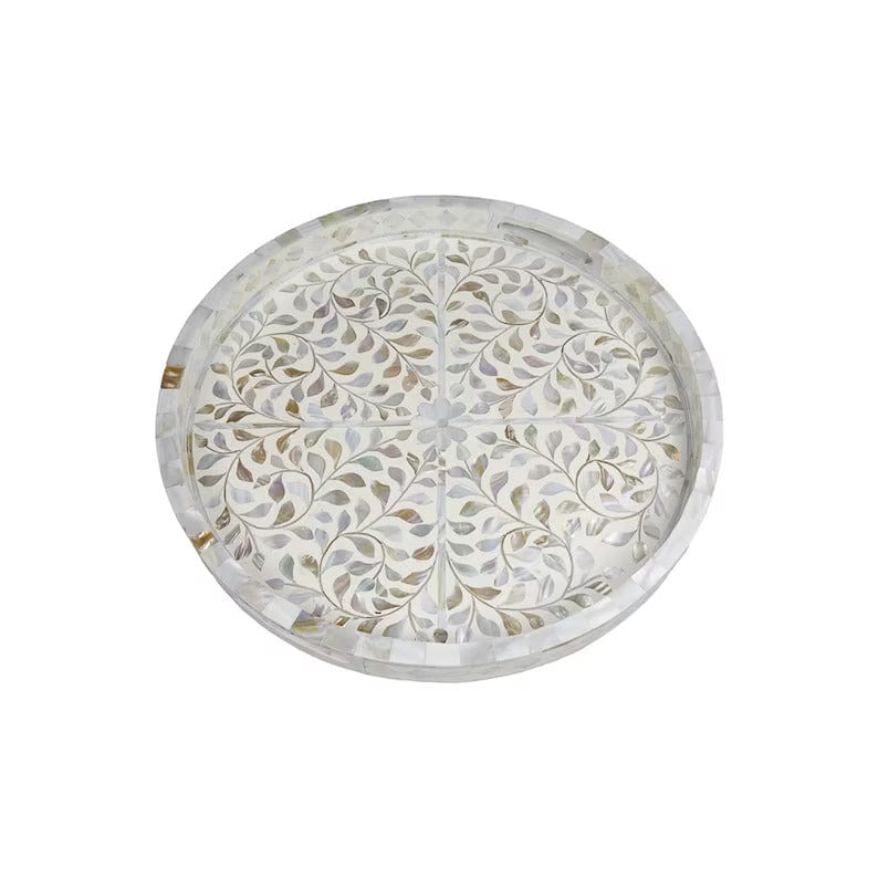 Handmade Customized Mother of Pearl Round Serving Tray
