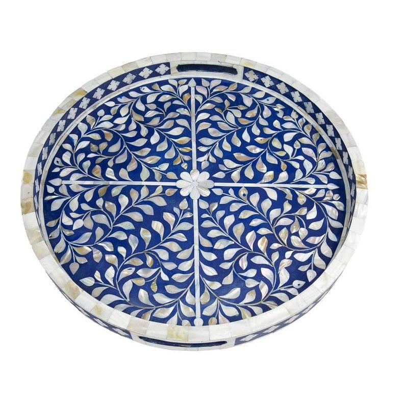 Handmade Customized Mother of Pearl Round Serving Tray