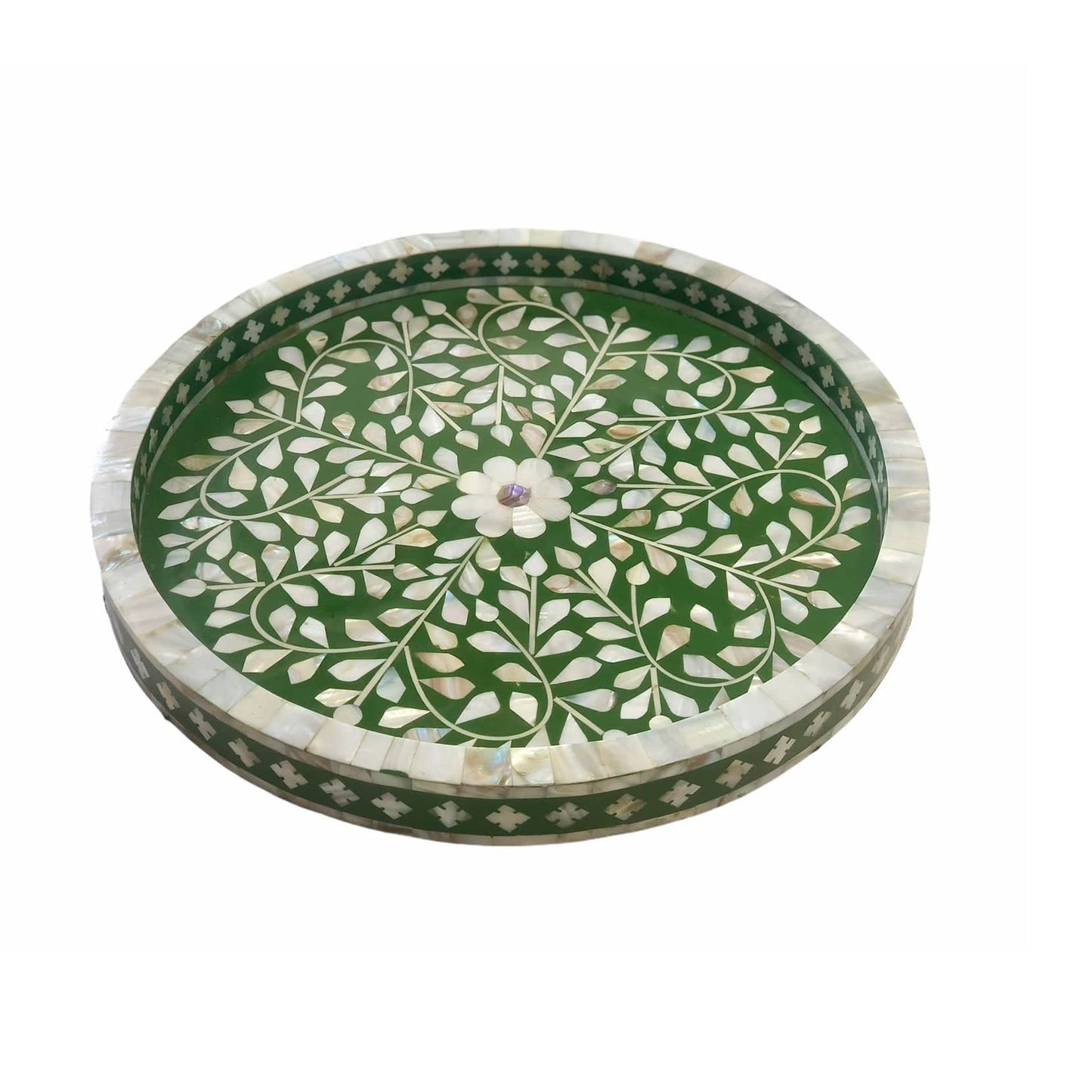 Handmade Customized Mother of Pearl Round Serving Tray