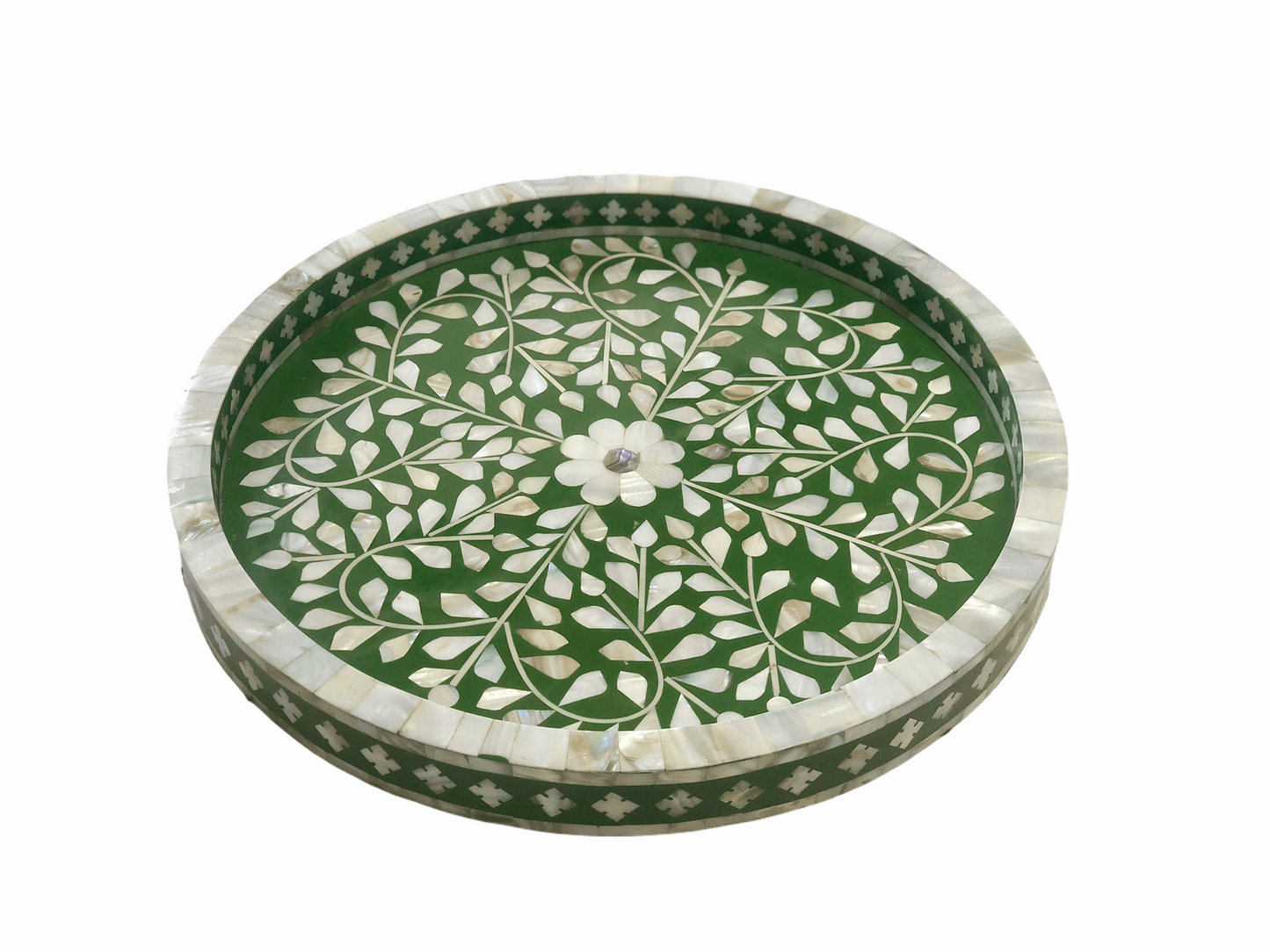 Handmade Customized Mother of Pearl Round Serving Tray