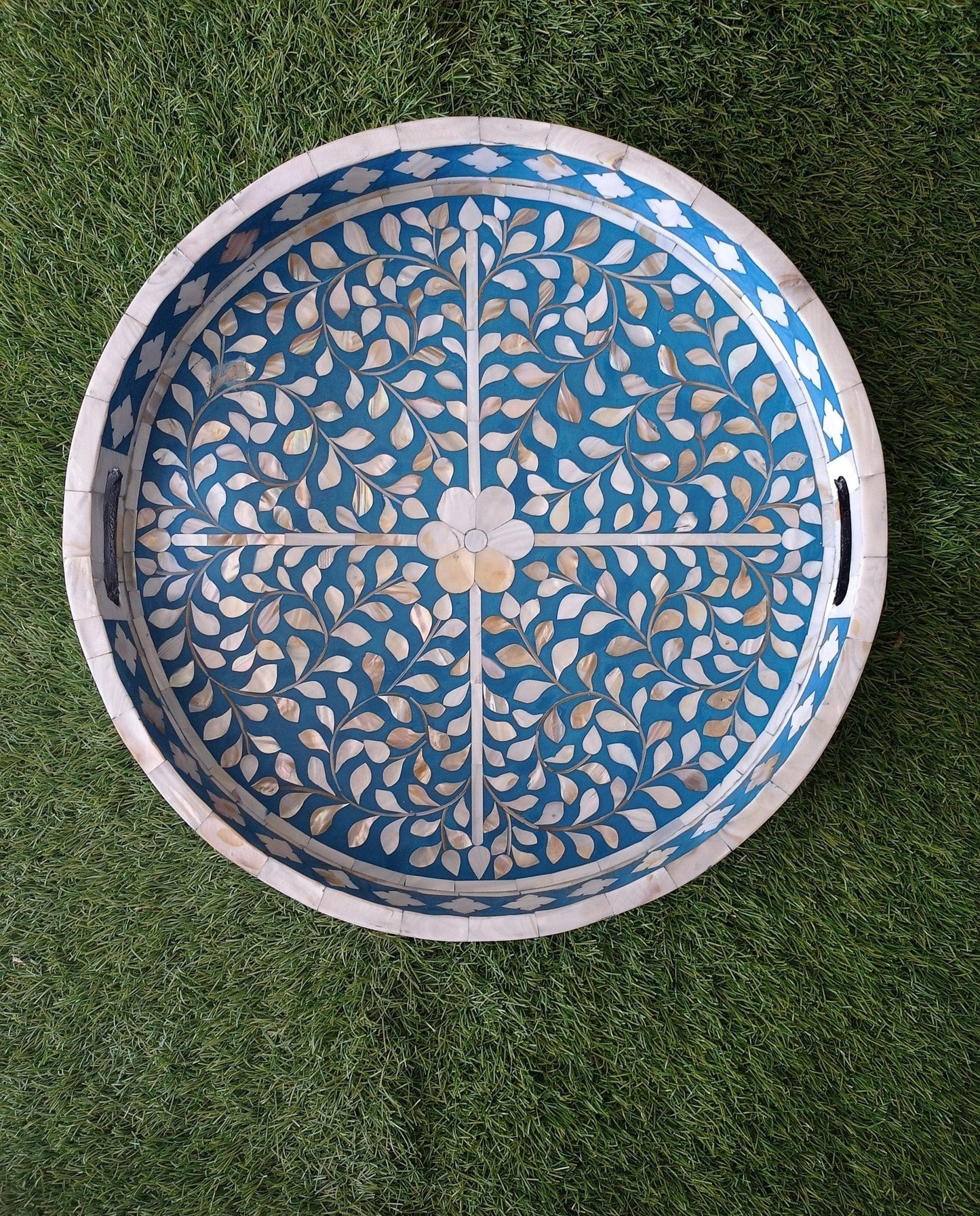 Handmade Customized Mother of Pearl Round Serving Tray