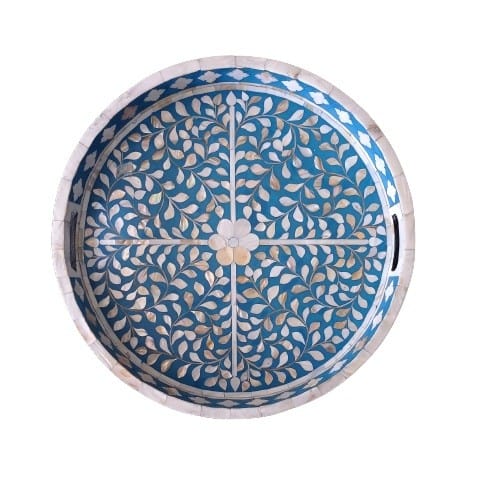 Handmade Customized Mother of Pearl Round Serving Tray