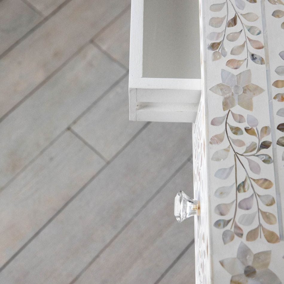 Handmade Customized Mother of Pearl Vanity Console Table with Stool