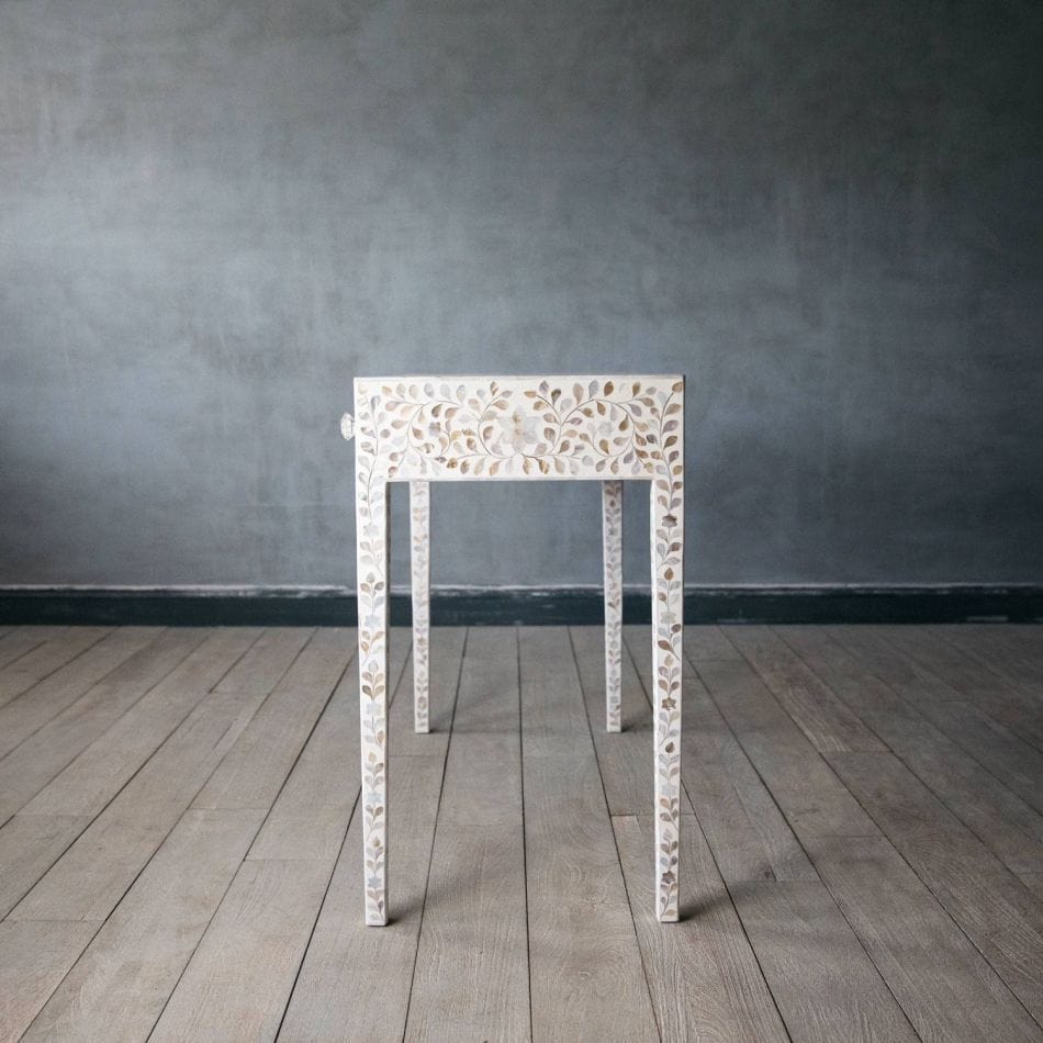 Handmade Customized Mother of Pearl Vanity Console Table with Stool