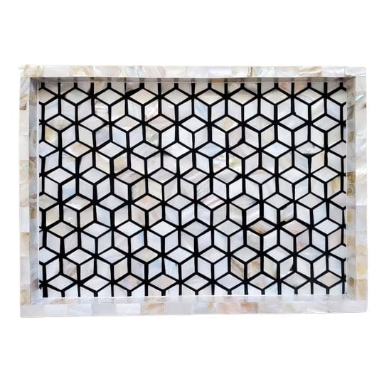 Handmade Customized Mother of Pearl rectangular Serving Tray