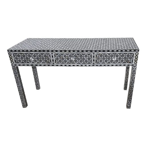 Handmade Customized Mother of Pearl Geometric Pattern Console Table