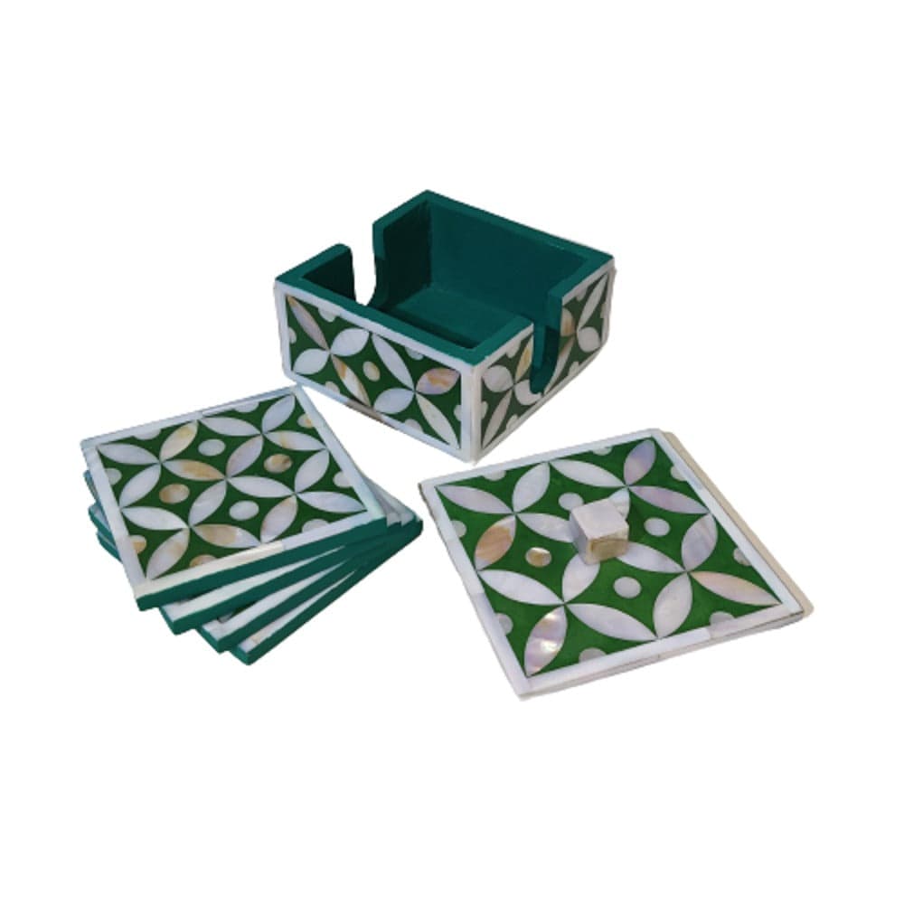 Handmade Customized Mother of Pearl Star Eye Set of 4 Tea Coaster