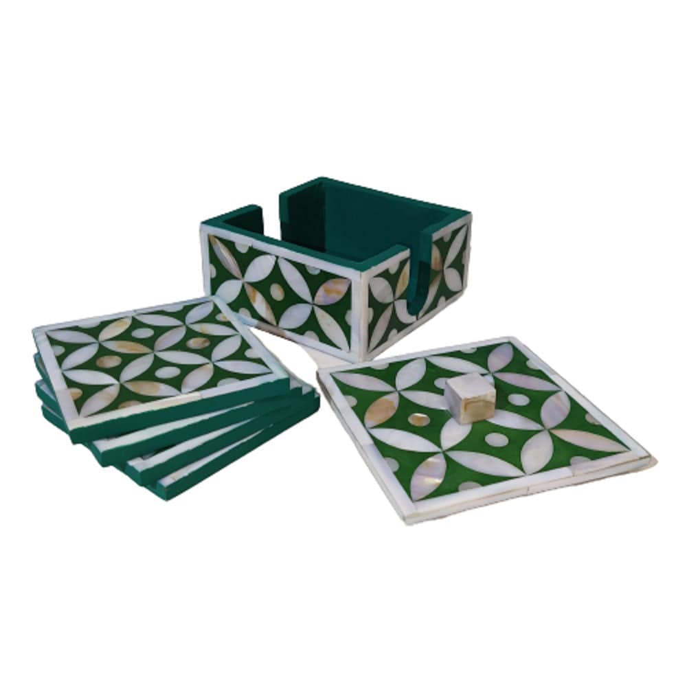 Handmade Customized Mother of Pearl Star Eye Set of 4 Tea Coaster